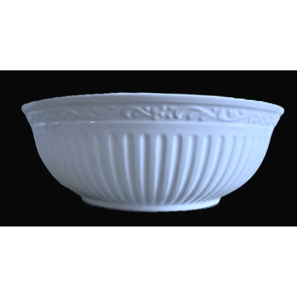 2 Mikasa Italian Countryside Lg Cereal Bowls White Ribbed Stoneware DD900 7-1/4